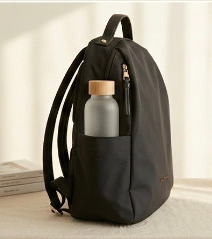 Kara Kidman Everyday Black Nylon Backpack with Side Pockets