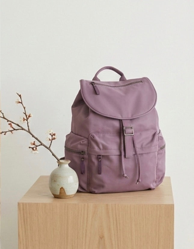Kara Kidman Multi-Pocket Nylon Backpack in Mauve