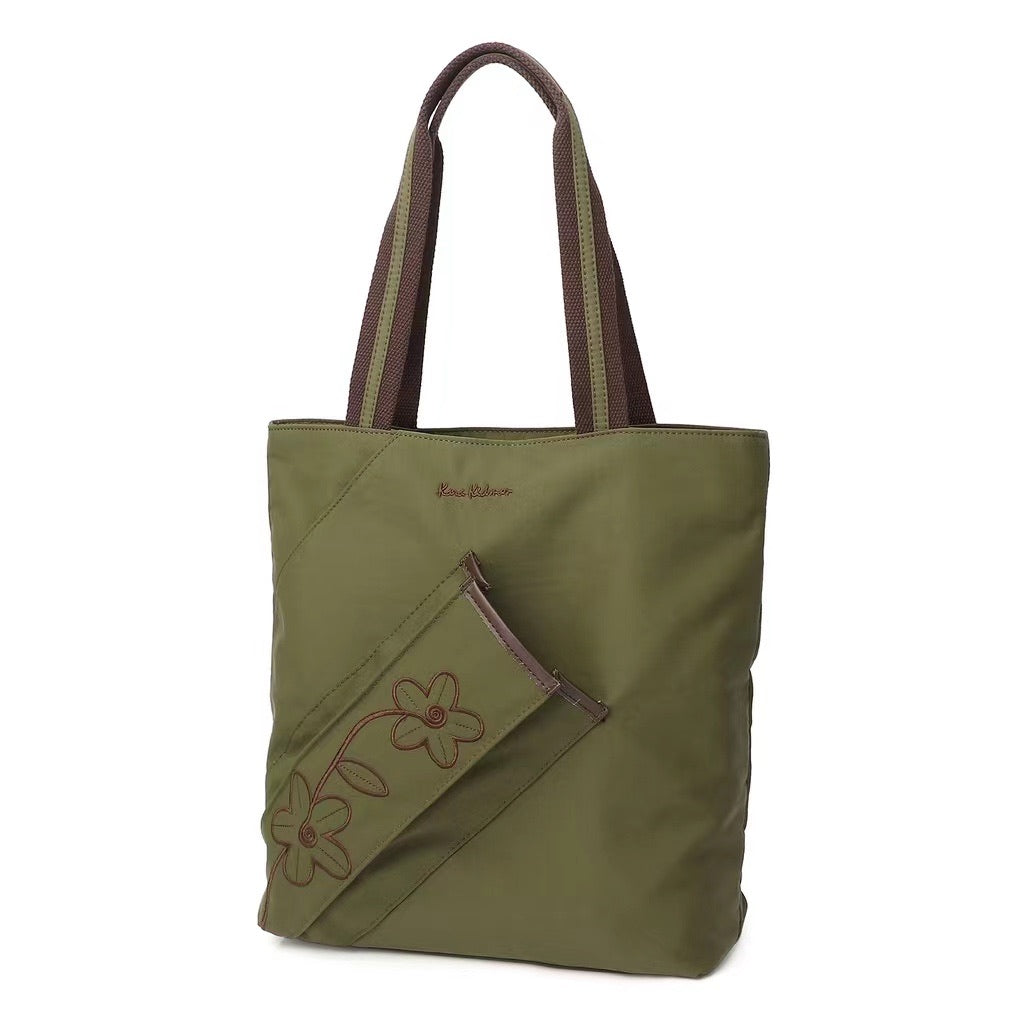 Kara Kidman Embroidered Floral Nylon Tote Bag