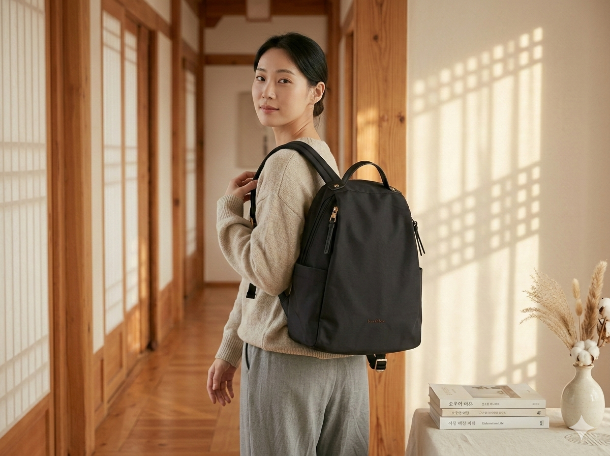 Kara Kidman Everyday Black Nylon Backpack with Side Pockets