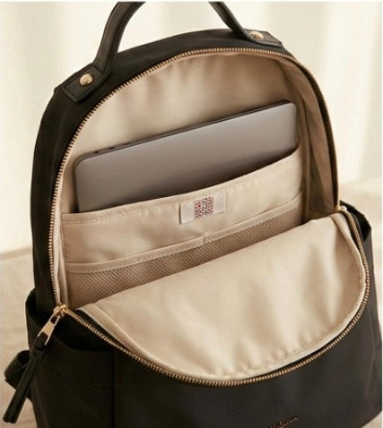Kara Kidman Everyday Black Nylon Backpack with Side Pockets